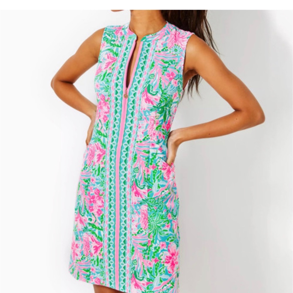 Courtney Dress Upf 50+ Amalfi Blue Leaf It Wild Engineered Golf
